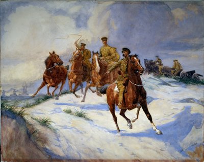 Artillería en las dunas, Flandes, 1915 de Adrian Jones
