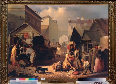 Buvette a San Petersburgo (Puesto de refrescos en San Petersburgo) - Pintura de Adrian Markovich Volkov (1827-1873), óleo sobre lienzo de Adrian Markovich Volkov
