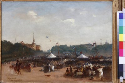 Los Balagans en el Campo de Marte en San Petersburgo por Volkov, Adrian Markovich (1827-1873). Óleo sobre lienzo de Adrian Markovich Volkov