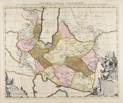 Delineación del Imperio Persa basada principalmente en escritos geográficos árabes y persas por Adriano Relando de Adrian Reeland