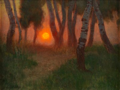 Atardecer en un paisaje boscoso de Adrian Scott Stokes