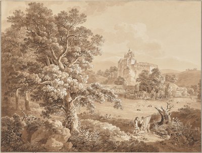 Pescadores en el río Zschopau junto al castillo de Kriebstein, Sajonia de Adrian Zingg