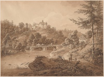 Castillo de Rauenstein Visto desde la Orilla del Río de Adrian Zingg