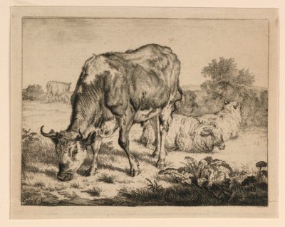 Buey y tres ovejas de Adrian van de Velde