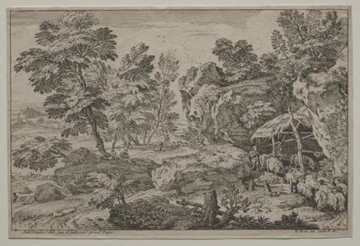 Landscape with Shepherds and two Flocks de Adrian van der Cabel