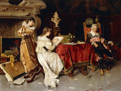 La lección de arte (óleo sobre lienzo) de Adriano Cecchi