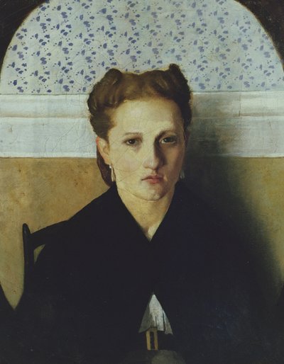 Retrato de la esposa del artista (óleo sobre lienzo) de Adriano Cecioni