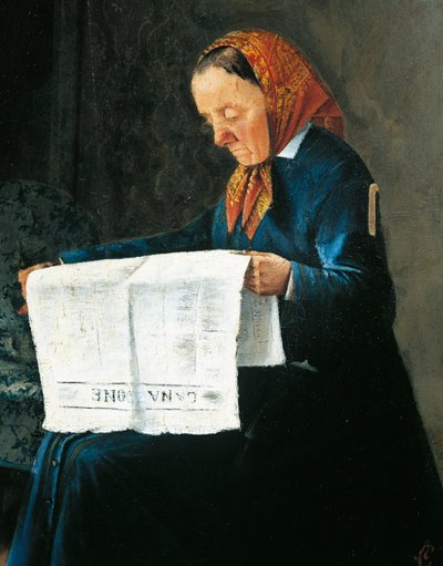 Lectura de periódico, de Adriano Cecioni (1836-1886), óleo sobre cartón, 31x23 cm de Adriano Cecioni