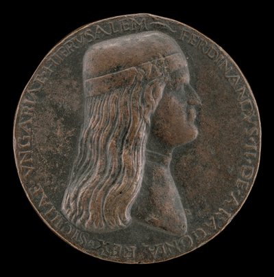 Fernando II de Aragón, fallecido en 1496, Príncipe de Capua y Rey de Nápoles 1495 [anverso], 1495 de Adriano Fiorentino