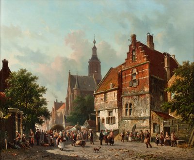 Un mercado holandés en verano, siglo XIX de Adrianus Eversen