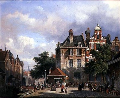 Una Escena Callejera Holandesa de Adrianus Eversen
