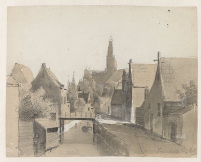 Vista de un canal en Haarlem, San Bavón al fondo
Haarlem (título en el objeto) de Adrianus Eversen