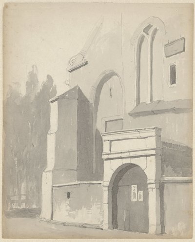 Vista de una puerta de entrada a una iglesia de Adrianus Eversen