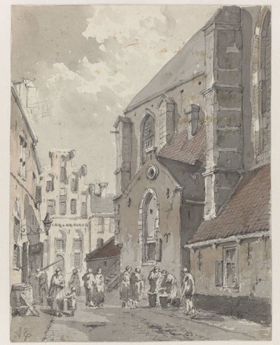 Vista de Amersfoort, a la derecha parte de la iglesia de St. Joris de Adrianus Eversen