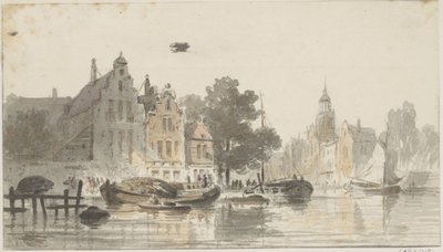 Paisaje urbano con canal de Adrianus Eversen