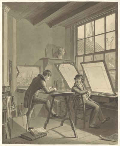 Estudio de Jacob Ernst Marcus en la calle Rozenstraat de Ámsterdam de Adrianus Gerardus van Schoone