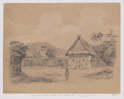 Vista del pueblo con la iglesia en Kisar, Molucas del Sur de Adrianus Johannes Bik