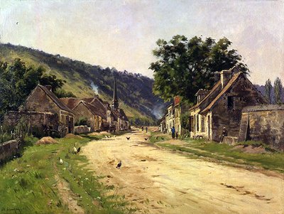 Calle de pueblo con figuras de Adrien Jacques Sauzay