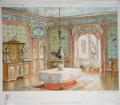 Comedor moderno, c.1905 (litografía en color) de Adrien (after) Simoneton