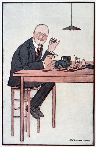 André Citroën, el "Ford" de Francia - Ilustración de Adrien Barrere (1877-1931) en "Fantasio" del 01/10/1922 de Adrien Barrere