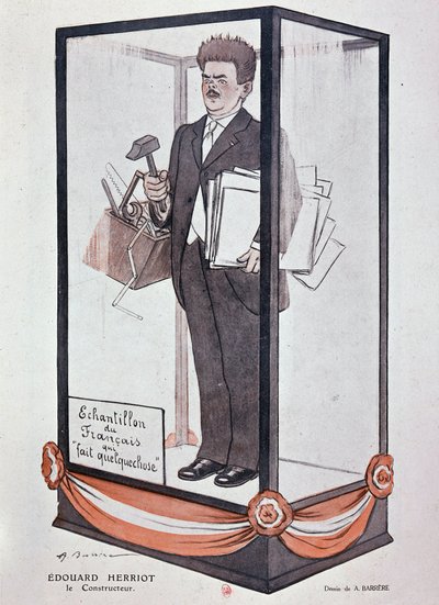 Caricatura de Barrère sobre Herriot en Fantasio: “Edouard Herriot: el constructor” Muestra del francés que hace algo de Adrien Barrere