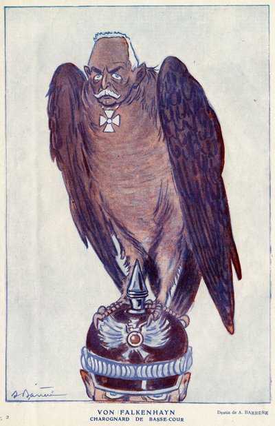 Caricatura del General Alemán Erich von Falkenhayn (1861-1922) en 