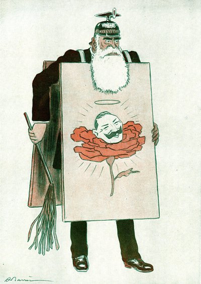 Viñeta del Primer Ministro griego Stéfanos Skouloudis (1836-1928) Dibujo de Adrien Barrere (1874-1931) en Fantasio 01/10/1916 de Adrien Barrere