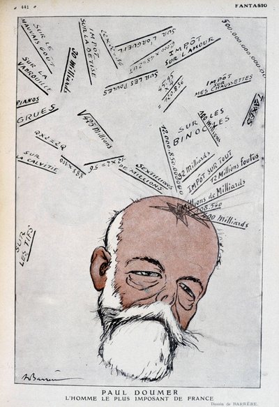 Caricatura de Paul Doumer - Ilustración de Adrien Barrere (1877-1931) en “Fantasio” del 15/05/1921 de Adrien Barrere