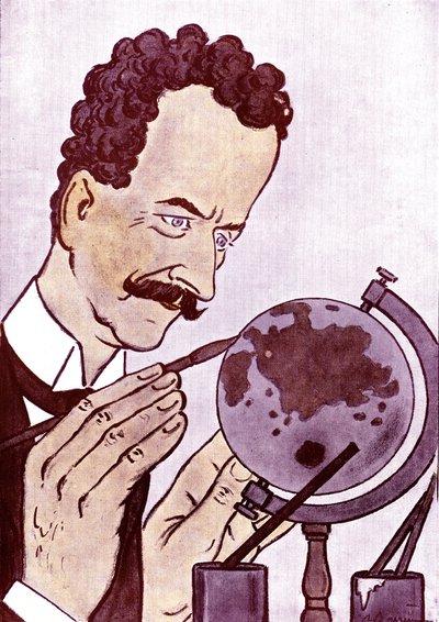 Caricatura de Philippe Berthelot (1866-1934) Político y diplomático francés - dibujo de Adrien Barrere (1877-1931) de Fantasio de Adrien Barrere
