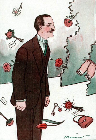 Caricatura del cómico francés Victor Boucher (1877-1942) - Dibujo de Adrien Barrere (1877-1931) de Fantasio de Adrien Barrere