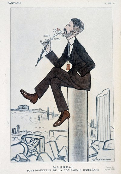 Charles Maurras, político y escritor francés (1868-1952), subdirector de la campaña de Orleans - Ilustración de Adrien Barrere (1877-1931) en “Fantasio” del 15/05/1923 de Adrien Barrere