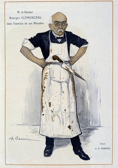 Clémenceau en carnicero - por Barrère, en “Fantasio” del 01/10/1906 de Adrien Barrere