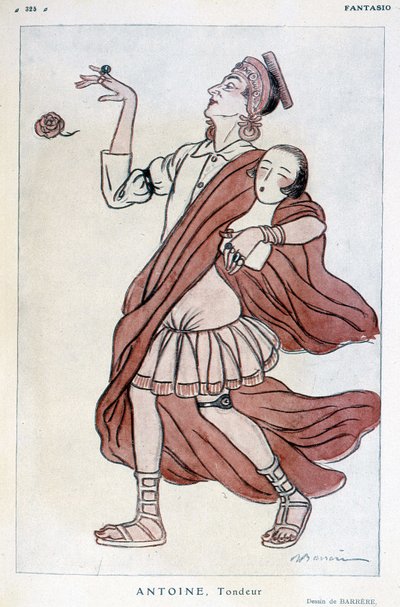 Dibujo cómico de Barrere sobre André Antoine (1858-1943), director, teórico, actor y director de teatro francés - en 
