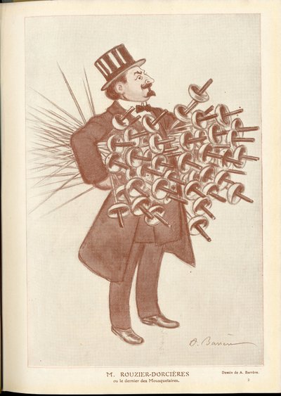 Fantasio, ca. 1912_4_1 - Ilustración de A Barrere (1874-1931): Esgrima - Rouzier Dorcieres de Adrien Barrere