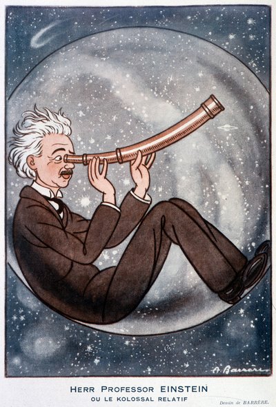 Herr profesor Einstein o el relativo Kolossal - Ilustración de Adrien Barrere (1877-1931) en “Fantasio” del 01/03/1931 de Adrien Barrere