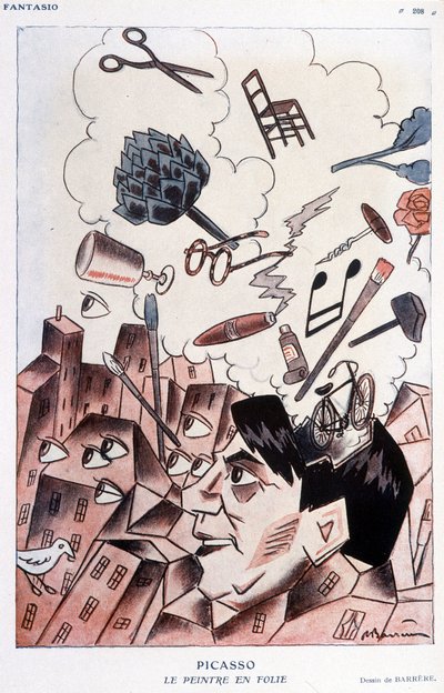 Dibujo humorístico sobre Pablo Picasso por Barrère - en Fantasio, del 15/11/1928. de Adrien Barrere
