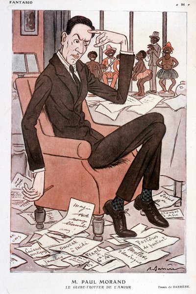 Retrato humorístico de Paul Morand - por Barrère en "Fantasio" del 15/09/1928 de Adrien Barrere