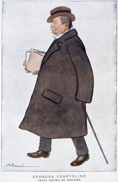 Retrato de Georges Courteline. Dibujo de Barrère - en Fantasio, febrero de 1922. de Adrien Barrere