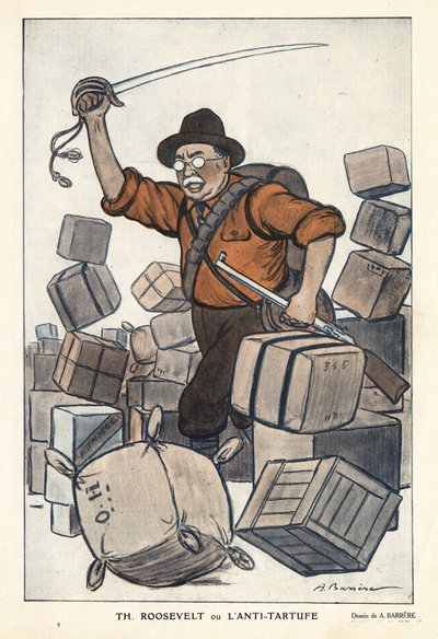Retrato de Theodore ROOSEVELT (1858-1919) o el anti Tartufe (Tartuffe) en “Fantasio” del 01/02/1913 - Ilustración de Adrien Barrere (1877-1931) de Adrien Barrere