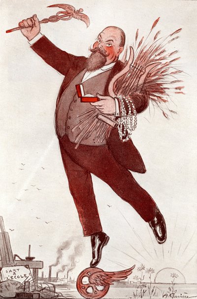 Retrato del poeta y político Maurice Couyba (1866-1931) (Maurice Boukay) - Dibujo de Adrien Barrere (1874-1931) extraído de "FANTASIO" 1911 de Adrien Barrere