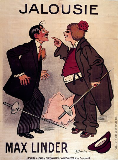 Cartel de "Jalouise" (o Max y el esposo celoso) por Max Linder (Gabriel Lieuvielle) de Adrien Barrere