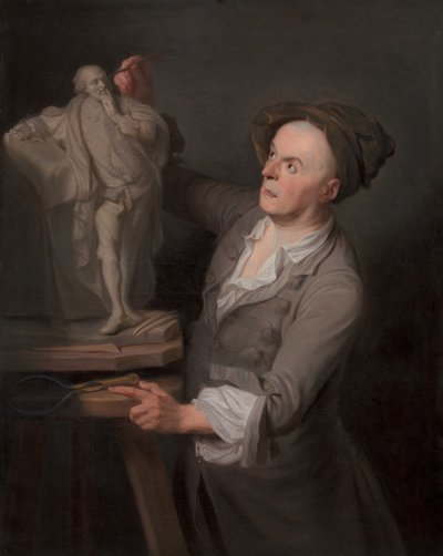 Louis-François Roubiliac modelando su monumento a Shakespeare de Adrien Carpentiers