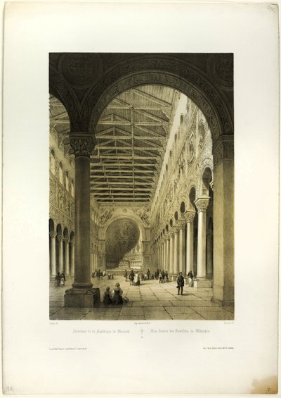 Interior de la Basílica de Múnich, placa 70 de Allemande de Adrien Dauzats