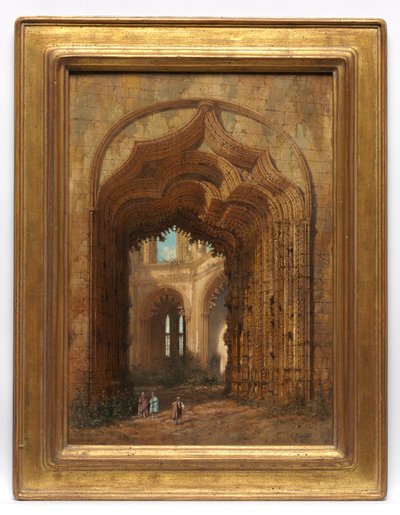 Iglesia en ruinas, c.1840 (óleo sobre tabla) de Adrien Dauzats