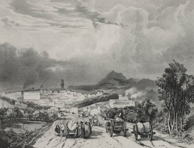 Vista general de Riom, Auvergne, 1829 de Adrien Dauzats