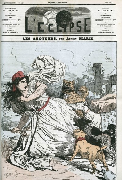 Ladrando, la República perseguida por perros realistas o bonapartistas. Portada en 