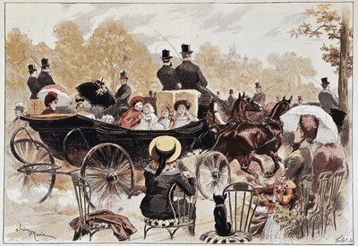 Paseo infantil en los Campos Elíseos por Marie, finales del siglo XIX de Adrien Emmanuel Marie