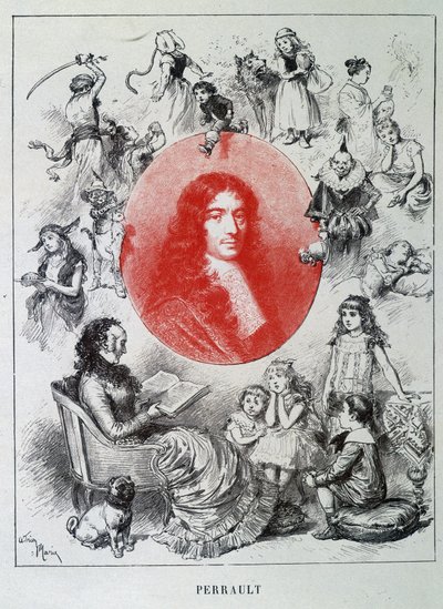 Retrato de Charles Perrault - en “Los cuentos de hadas” de Charles Perrault, ilustraciones de Adrien Marie de Adrien Emmanuel Marie