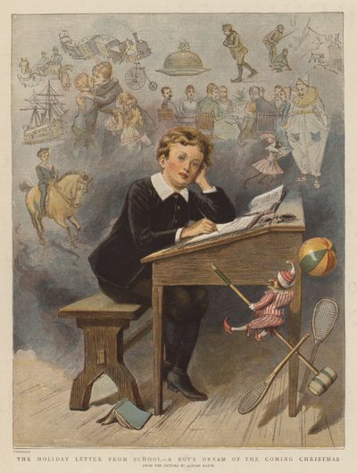 La carta de vacaciones de la escuela, el sueño de un niño sobre la próxima Navidad de Adrien Emmanuel Marie