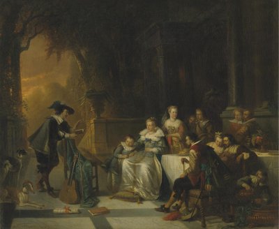John Dryden Leyendo uno de Sus Poemas Ante la Corte, 1869 de Adrien Ferdinand de Braekeleer